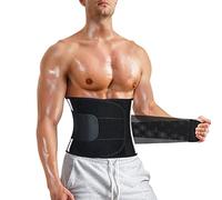MOLUTAN Men Waist Trainer Trimmer for Tummy Control Compression Shapewear Body Shaper Sweat Belt Medium Black