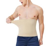 MOLUTAN Seamless Waist Trainer for Men Corset Tummy Control Shapewear Under Clothes Waist Slimmer Girdle, Light Beige, Large