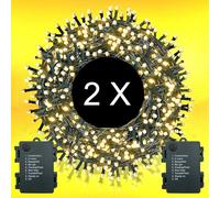 MOLVCE 2 Pack Battery Fairy Lights, 33ft/10m 100LEDs Outdoor Battery Powered Light Operated with Timer, 8 Modes, Waterproof String Lights for Bedroom, Christmas Garden Camping, Warm White