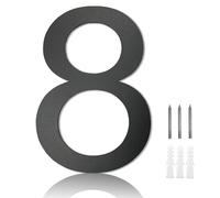 MOLVCE 8 inch Large House Number for Outside Floating, Anthracite Solid Stainless Steel RAL 7016 Anthracite Door Number Fine Structure Powder Coated, Sign Screw On, Font Arial - Number 8