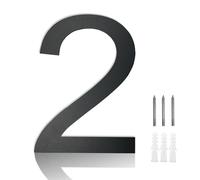 MOLVCE 8 inch Large House Number for Outside Floating, Anthracite Solid Stainless Steel RAL 7016 Anthracite Door Number Fine Structure Powder Coated, Sign Screw On, Font Arial - Number 2