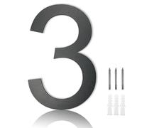 MOLVCE 8 inch Large House Number for Outside Floating, Anthracite Solid Stainless Steel RAL 7016 Anthracite Door Number Fine Structure Powder Coated, Sign Screw On, Font Arial - Number 3