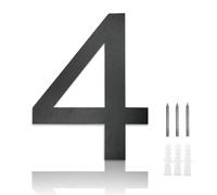 MOLVCE 8 inch Large House Number for Outside Floating, Anthracite Solid Stainless Steel RAL 7016 Anthracite Door Number Fine Structure Powder Coated, Sign Screw On, Font Arial - Number 4