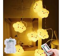 MOLVCE Cloud Fairy Lights, 9.8FT 20LED Battery Fairy Light, 8 Modes Remote Control with Timer, Kids Fairy Lights for Bedroom Decorations, Christmas, Girls Gift, Baby Night Lights, Warm White