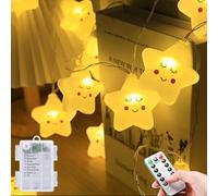 MOLVCE Star Fairy Lights, 9.8FT 20LED Battery Fairy Light, 8 Modes Remote Control with Timer, Kids Fairy Lights for Bedroom Decorations, Christmas, Girls Gift, Baby Night Lights, Warm White