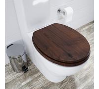 Molvena Wooden Toilet Seat - Adjustable Hinges with Top and Bottom