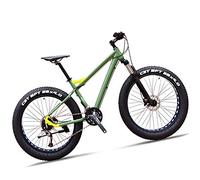 MOLVUS 26 Inch Fat Tire Hardtail Mountain Bike for Adults Men Women, 27 Speed Front Suspension Mountain Trail Bike with Dual Hydraulic Disc Brake, All Terrain Anti-Slip Mountain Bicycle,Green