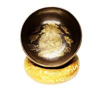 MOLVUS Mantra Buddha Pattern Tibetan Singing Bowl Yoga Meditation Bowls Set with Dual Surface Mallet and Silk Cushion Promotes