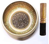 MOLVUS Tibetan Singing Bowl Set w/Healing Mantra Engravings Authentic Handcrafted Buddhist Meditation Sound Bowl for Yoga Mindfulness Relaxation Chakra Healing Gift