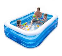 Molxss Inflatable Family Swimming Pool, 2M x 1.5M Large Rectangle Kids Paddling Pool, 50CM Height, Outdoor Garden Pool Easy To Inflate, Family Fun Lounge Pool, For Kids and Adults