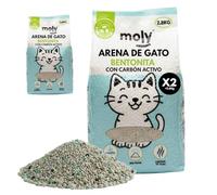 MOLY x2 Bentonite Cat Litter with Active Carbon 5.6 kg 7.4 L | High Absorption Aglomerating Sand with Lavender Aroma and Talc | Total Odor Control | Dust Free | Premium Hygienic Mineral Bed