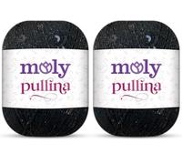 Moly Yarn Pullina Sequin Yarn | 2 x 50g | Complementary Glitter Thread for Knitting & Crochet (1 Black)