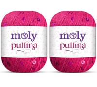 Moly Yarn Pullina Sequin Yarn | 2 x 50g | Complementary Glitter Thread for Knitting & Crochet (15 Fuchsia)
