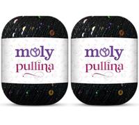 Moly Yarn Pullina Sequin Yarn | 2 x 50g | Complementary Glitter Thread for Knitting & Crochet (2 Black Multicolour)