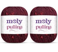 Moly Yarn Pullina Sequin Yarn | 2 x 50g | Complementary Glitter Thread for Knitting & Crochet (21 Burgundy)