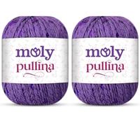 Moly Yarn Pullina Sequin Yarn | 2 x 50g | Complementary Glitter Thread for Knitting & Crochet (22 Purple)