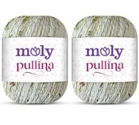 Moly Yarn Pullina Sequin Yarn | 2 x 50g | Complementary Glitter Thread for Knitting & Crochet (26 Cream)