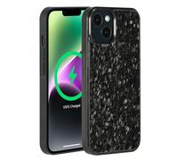Molzar Grip Series for iPhone 14 Case with Real Forged Carbon Fiber, Grippy Edges Design, Built-in Magnets, Compatible with MagSafe Chargers and Accessories, Glossy Black/Green