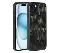 Molzar Grip Series for iPhone 15 Case with Real Forged Carbon Fiber, Built-in Metal Plate for Magnetic Mount, Works with Qi-certified Chargers, Glossy Black/Forged