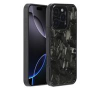 Molzar Grip Series for iPhone 16 Pro Case with Real Forged Carbon Fiber, Built-in Metal Plate for Magnetic Mount, Works with Qi-certified Chargers, Glossy Black/Forged