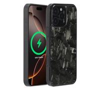 Molzar Grip Series for iPhone 16 Pro Max Case with Real Forged Carbon Fiber, Built-in Magnet Ring for Magnetic Mount, Compatible with MagSafe Chargers and Accessories, Glossy Black/Forged
