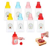 MOLZINY Set of 8 Clear Plastic Bottles 25ml Empty Dispenser for Condiments such as Oil, Ketchup, Mustard, Mayonnaise and Sauces with Lid for Easy and Hygienic Dosing