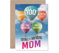 Mom 100th Birthday Card, Most Amazing Hot Air Balloon