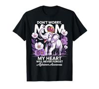 Mom Alzheimers Awareness Elephant Never Forget Purple Ribbon T-Shirt
