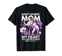 Mom Alzheimers Awareness Elephant Never Forget Purple Ribbon T-Shirt