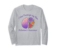 Mom Alzheimer's Awareness Purple Support Design Long Sleeve T-Shirt