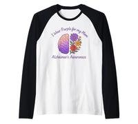 Mom Alzheimer's Awareness Purple Support Design Raglan Baseball Tee