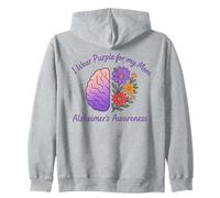 Mom Alzheimer's Awareness Purple Support Design Zip Hoodie