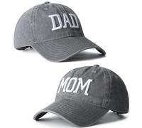 Mom and Dad Hats Set of 2 Pcs Embroidered Adjustable Baseball Caps Gift for Parents Couples Classic Mom Dad Gifts Hat, Gary Dad Hat and Gary Mom Hat, 6 5/8-7 5/8