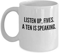 Mom and Dad Mug Listen Up Fives Coffee Mug Cup (White) 30 Rock Tv Show Jenna Maroney Quote Merchandise Gifts Shirt Sticker Decal Art Decor Memorabilia