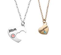 Mom and Daughter Heart Necklaces for 2, Mommy Mothers Day Gifts for Women Mama Long Distance Sun Moon Matching Necklace for Mother Daughter Birthday Graduation Gift from Mama