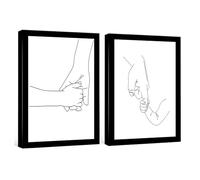 Mom & Baby Hands Line Art Prints Fashion Women Art Print Newborn Gifts Line Prints for Wall Decor Black And White Line Art Wall Decor Family Love Canvas Wall Art for Nursery Kids Room Decor