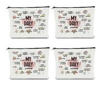 Mom Bible Verse Teacher Workout Gifts Makeup Bag Inspirational Gifts for Women Self Love Mental Health Gifts, 4 PCS My Daily, 10 x 6 inches