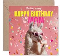 Mom Birthday Card - Llam-azing Cake - Happy Birthday Card for Mom from Son Daughter, 145mm funny llama Bday Greeting Cards