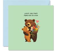 Mom Birthday Card - Love You Forever Bears - Happy Mother's Day Card for Mom Mum from Son Daughter, 145mm Funny Humour Pun Bday Greeting Cards