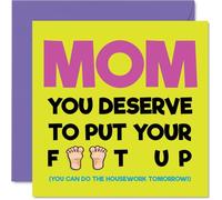 Mom Mother's Day Card - Put Your Feet Up - Happy Birthday Card for Mom from Son Daughter, 145mm Put Your Feet Up Birthday Greeting Cards