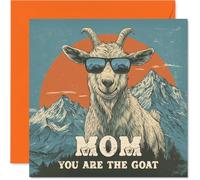 Mom Birthday Card - You Are The Goat - Happy Birthday Card for Mom from Son Daughter, 145mm Funny Animal Bday Greeting Cards