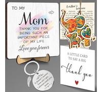 Mom Birthday Gift from Daughter Son, Mothers Day Appreciation Plaque, Elephant Suncatcher Ornament for Women, Mother Engraved Keychain, Thank You Card, Christmas Best Mom Ever Gifts FF764