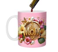 Mom Coffee Mug, Mom Cups for Women - Mother's Day Ceramic Mug | Flower Design Appreciation Tea Cup for Coffee Lovers Friend Grandma Valentine