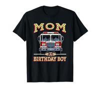 Mom Firefighter Birthday Boy Fire Truck Fireman Mama T-Shirt