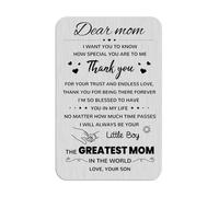 Mom Gift from Son, Love You Mom Wallet Card Thank You Dear Mommy Birthday Card Stainless Steel Mother's Day Card Personalized Long Distance Present for Mothers