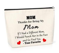 Mom Gift Inspirational Gift for Mom Appreciation Gift for Mother Makeup Bag Thank You Cosmetic Bag Gift for Mum Thanksgiving Mothers' Day Birthday Gift from Daughter Son Travel Cosmetic Bag