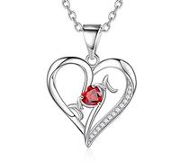 Mom Gifts Mom Birthstone Necklaces, Sterling Heart Pendant Birthstone Necklace for Mom, Mothers Valentines Day Gifts for Mom Christmas Birthday Gifts for Mom from Daughter Son