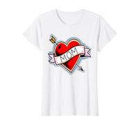 Mom Heart Classic Tattoo Flash Value Graphic T-Shirt, Women, White, L
