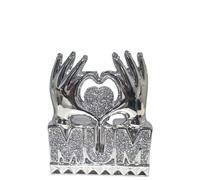 Mom Heart Hand Silver Crushed Diamond Crystal Ornament Home Decor Gift