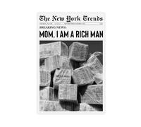 Mom I Am A Rich Man Newspaper Headline Poster, Feminist Print, Trendy Headline Print, New York Newspaper, Black And White Feminist Poster Unframe-style 16x24inch(40x60cm)